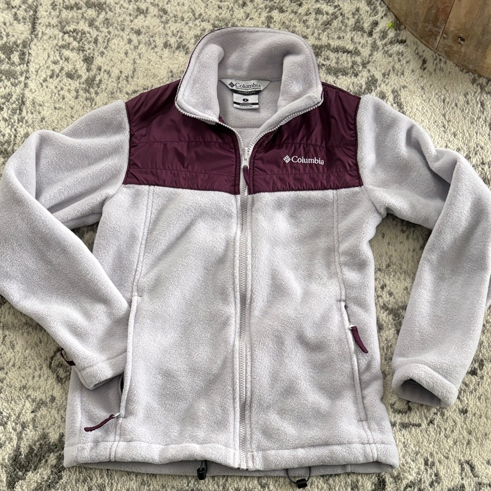 Columbia Fleece Jacket with Burgundy Yoke